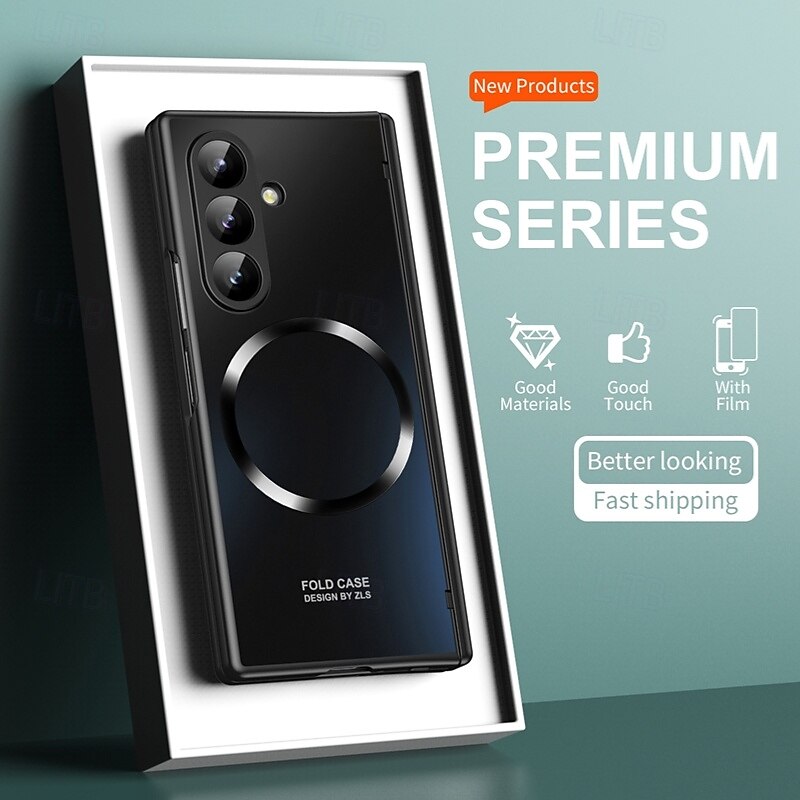 Phone Case For Samsung Galaxy Z Fold 7 Z Fold 6 Z Fold 5 Z Fold 4 Z Fold 3 Magnetic Adsorption with Screen Protector Full Body Protective Camera Lens Protector Retro Armor PC4