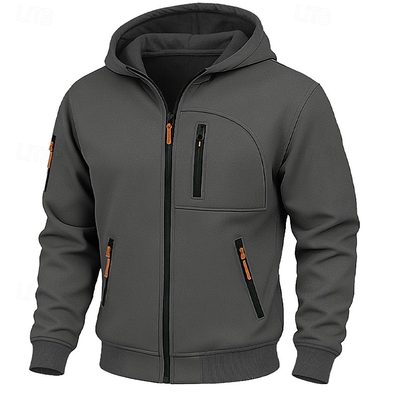 Men's Hoodie Full Zip Hoodie Fleece Hoodie Tactical Hoodie Black White Army Green Burgundy Navy Blue Hooded Plain Textured Sports & Outdoor Casual Daily Streetwear Cool Sportswear Fall Spring &  Fall2