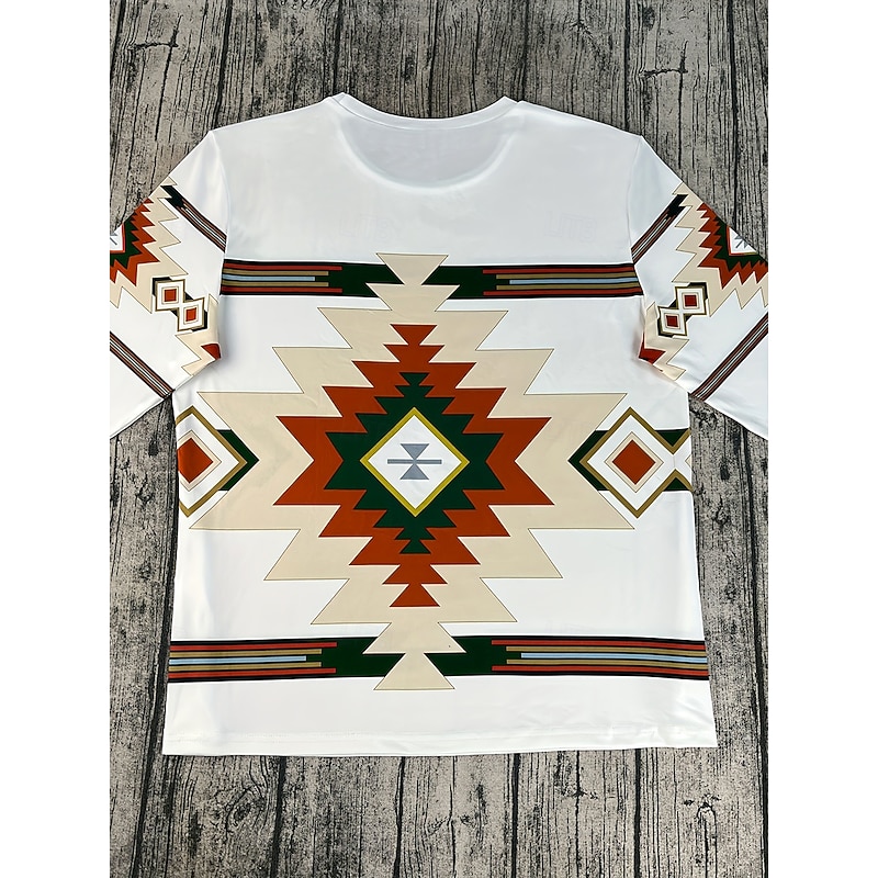 Women's Tunic Graphic Geometric Tribal Vintage Fashion Stylish Long Sleeve Crew Neck Round Neck Regular Tops Daily Print White Spring Fall Winter3