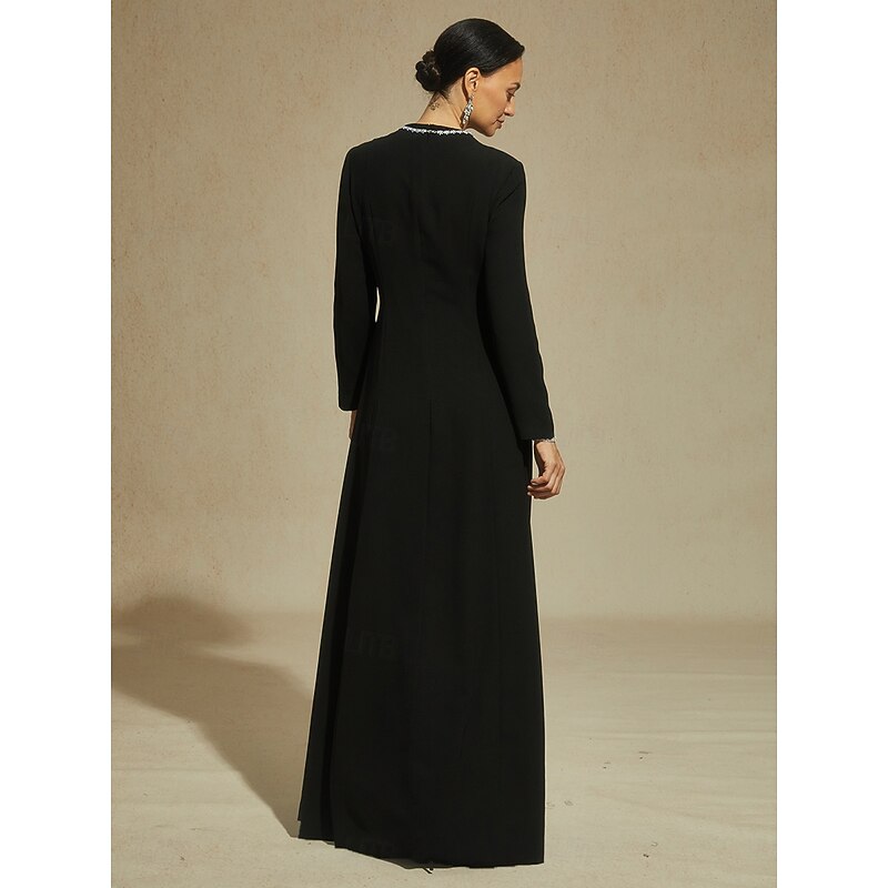 Women's Maxi Dress Sheath Dress Trumpet Mermaid Dress A Line Dress Elegant Formal Evening Party Regular Fit Solid Color Long Sleeve Stand Collar Black Spring Fall Winter2