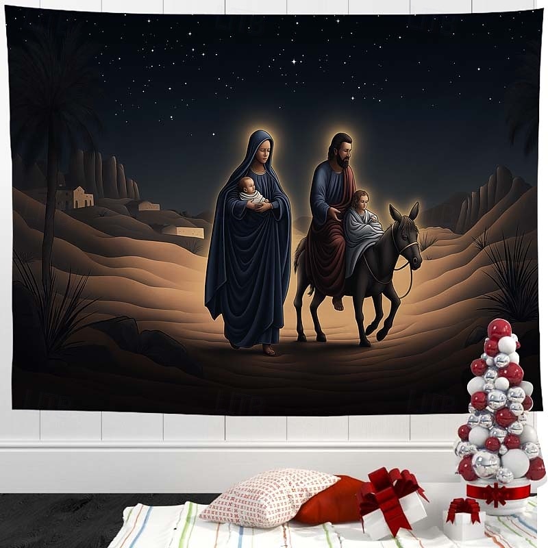 Christmas Tapestry Wall Tapestries Santa Claus Christmas Tree Modern Living Room Home Decor3