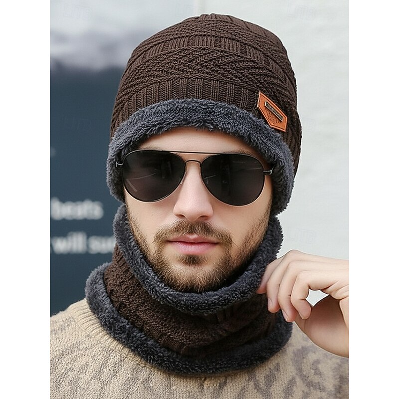 Unisex Knit Beanie Hat and Neck Gaiter Set, Fleece Lined Winter Warm 2-Piece, Cozy Christmas Gift for Outdoor Sports, Skiing & Daily Wear3