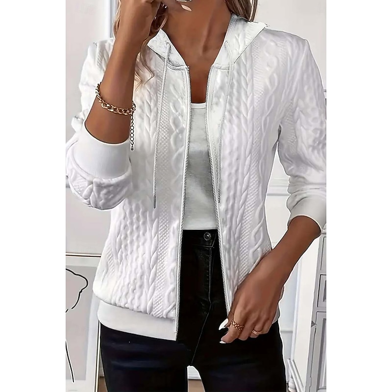 Women's Shirt Solid Color Graphic Elegant Vintage Cute Long Sleeve Hooded Regular Tops Work Daily Holiday Zipper White Pink Blue Orange Spring Fall Winter Spring, Fall, Winter, Summer2