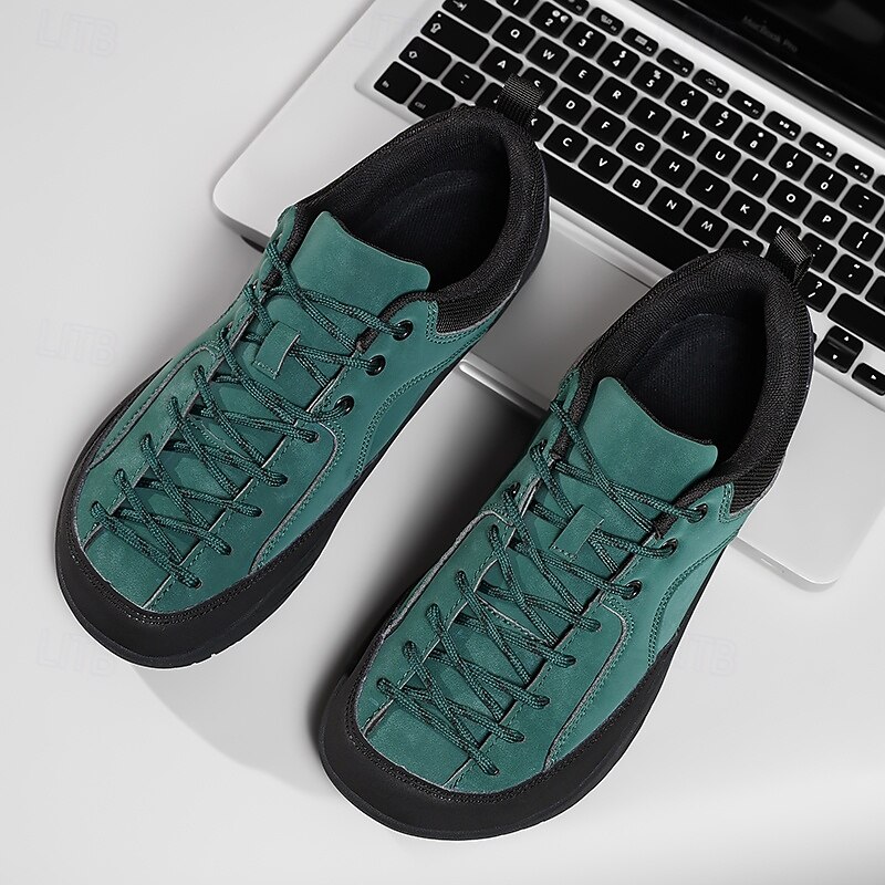 Men's Green Casual Sneakers with Soft Rubber Sole and Lace-Up Design, Comfortable Outdoor Walking Shoes for Travel, Sports and Everyday Fashion2