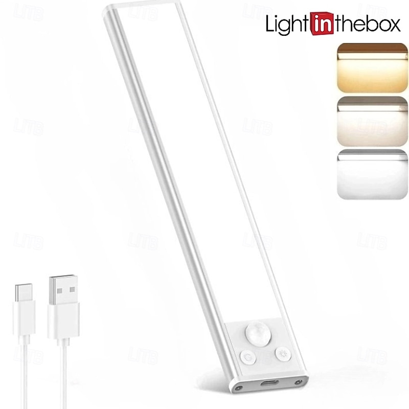 Under Cabinet Lighting, Motion Sensor Cabinet Light, 3 Color Temperatures Dimmable Closet Light, USB Rechargeable Under Cabinet Light, Magnetic Stick Night Lamp for Kitchen, Bedroom, Stairs