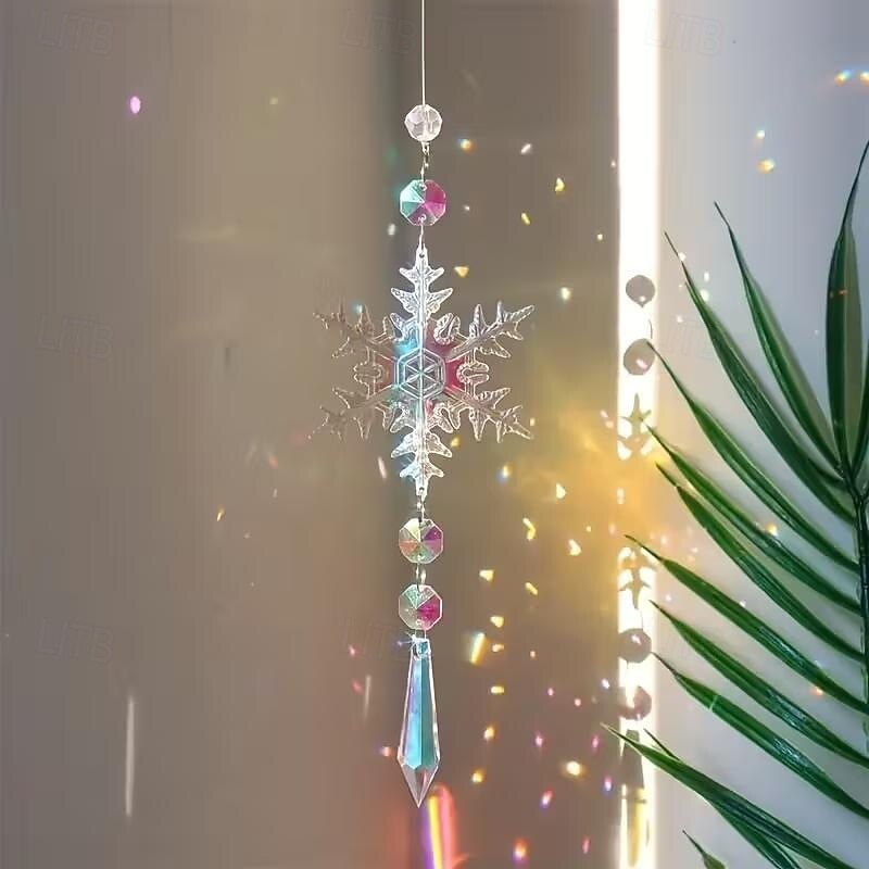 4pcs Exquisite Crystal Snowflake Ornaments - Elegant Winter Decorations for Christmas Tree Party Favors Anniversaries and Birthday Gifts - Colorful Sparkling and Dazzling Xmas Decor3