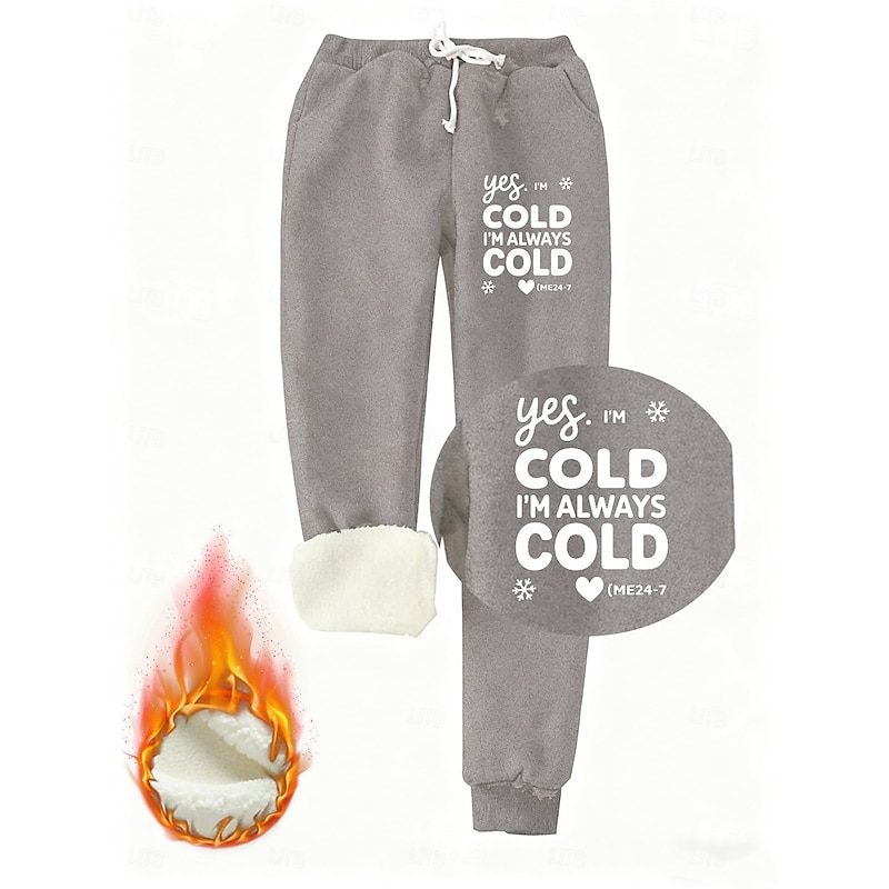 Women's Sweatpants Fleece Pants Fashion Basic Casual Full Length High Waist Letter Drawstring Pocket Print Thermal Warm Windproof Comfy Micro-elastic Vacation Street Causal Black Pink Dark Pink Blue