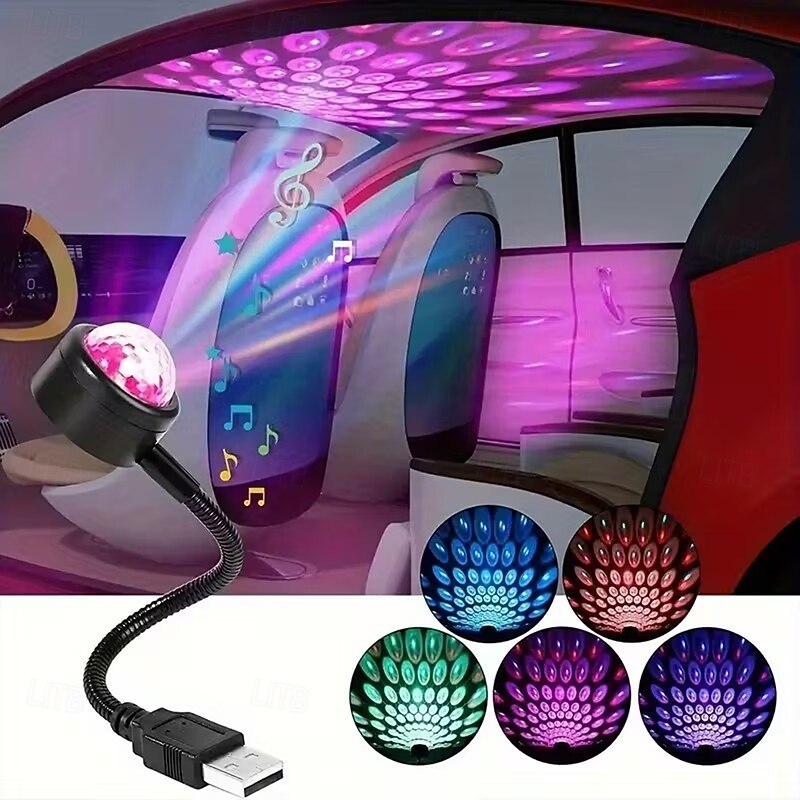 Car Atmosphere Light USB Roof Light Night Light LED Color Light Jumping with Sound Music Car Decoration2