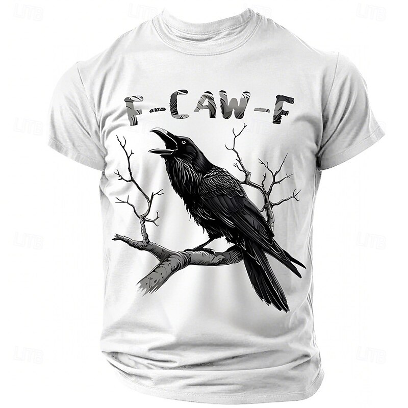 F-CAW-F Crow T-Shirt, Funny Raven Graphic Tee, Retro Sunset Bird Humor Shirt for Men Spring Clothing Apparel S M L XL XXL XXXL