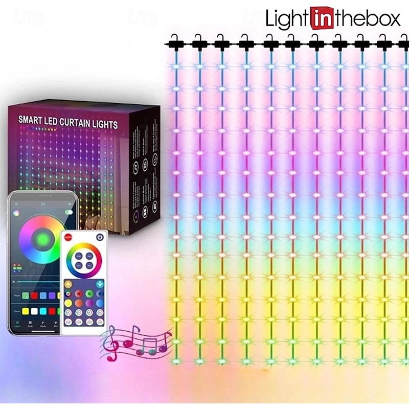 Elegant Wedding Party Reception Bluetooth RGB Phantom Curtain Light – USB Powered 300/450 LED Leather Thread LED String Lights for Party Decor