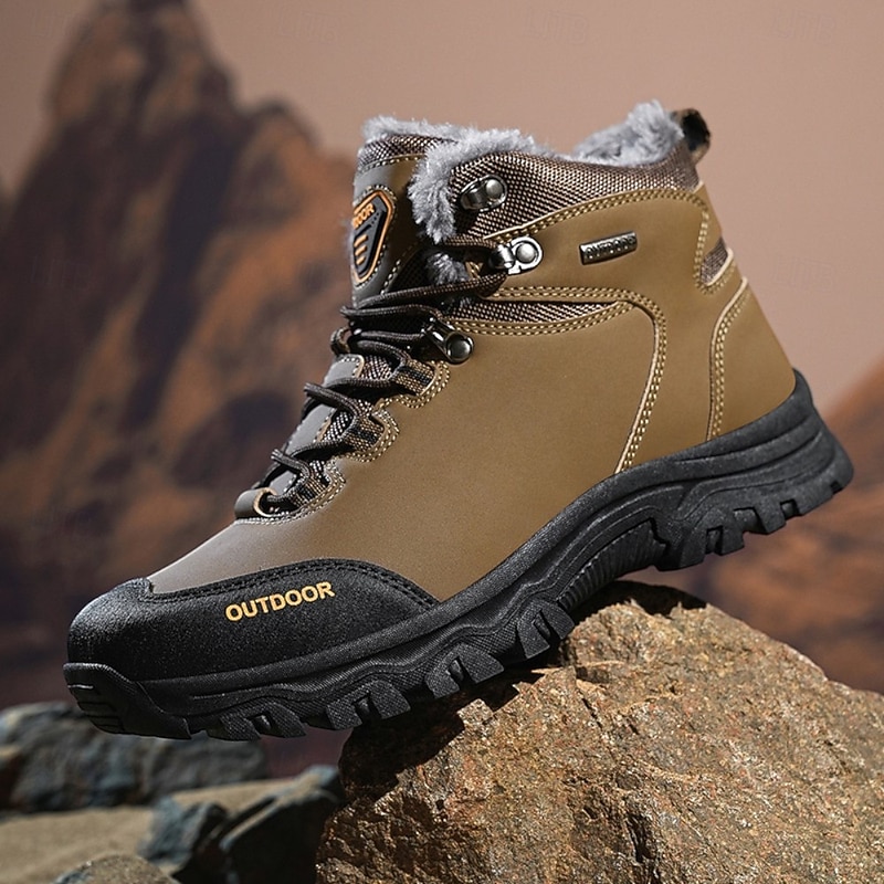 Men's Waterproof Anti-Slip Warm Hiking Boots, Outdoor Winter Trekking Shoes, Durable Insulated Work Ankle Booties2