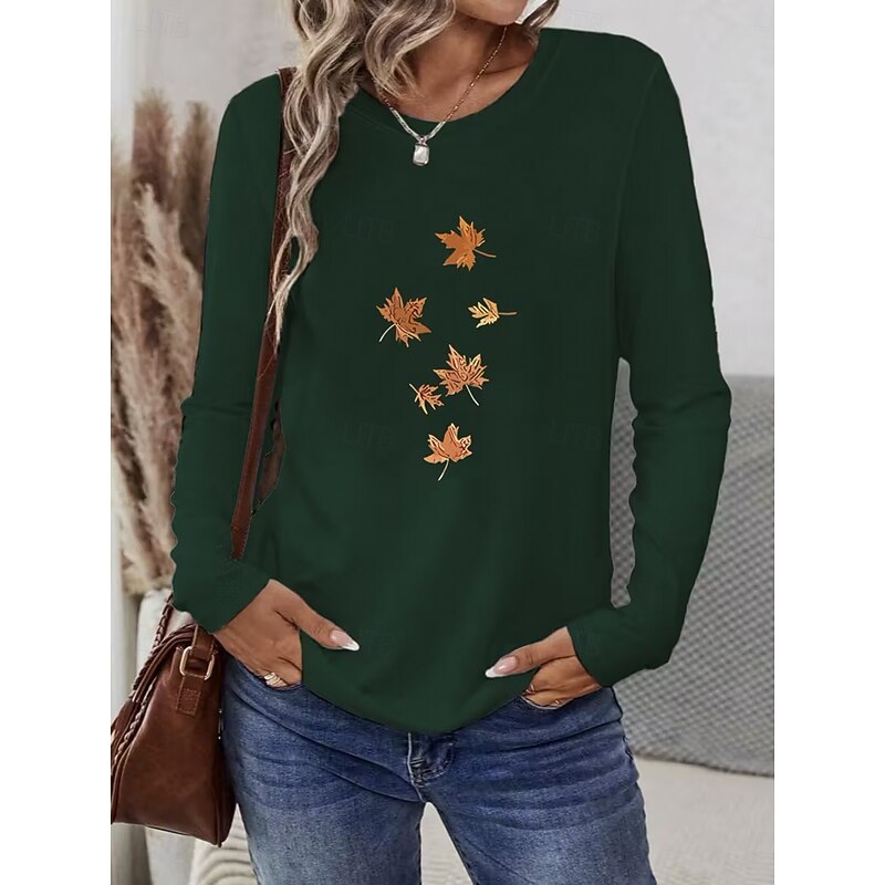 Women's T Shirt Floral Graphic Vintage Fashion Stylish Long Sleeve Crew Neck Round Neck Regular Tops Daily Weekend Print Black White Yellow Red Green Summer Spring Fall3