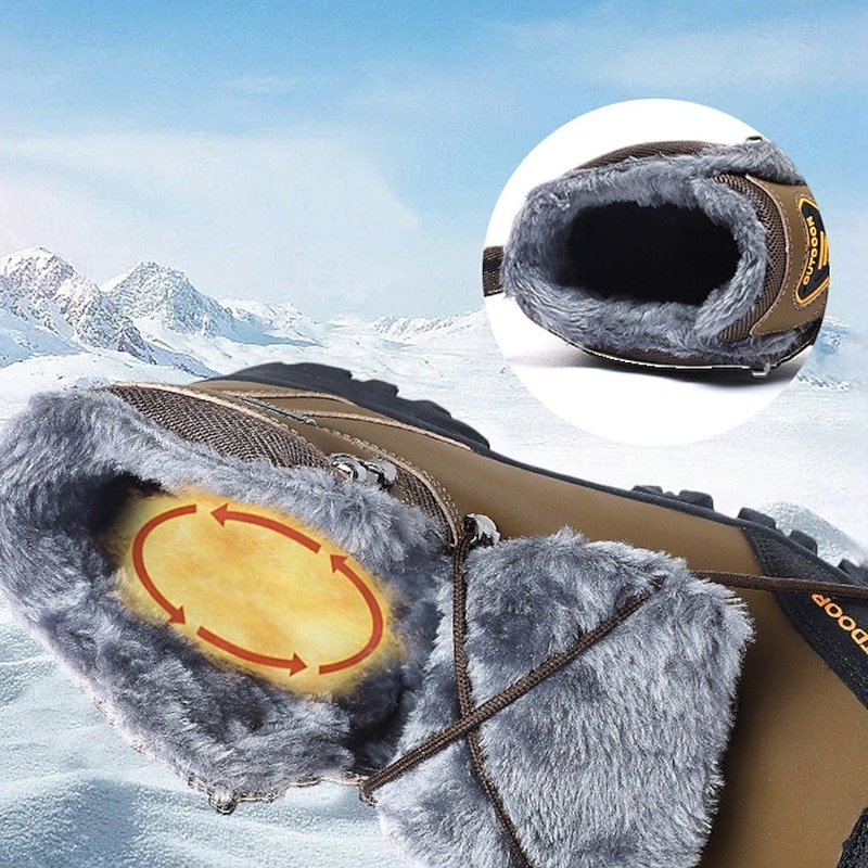 Men's Waterproof Anti-Slip Warm Hiking Boots, Outdoor Winter Trekking Shoes, Durable Insulated Work Ankle Booties4