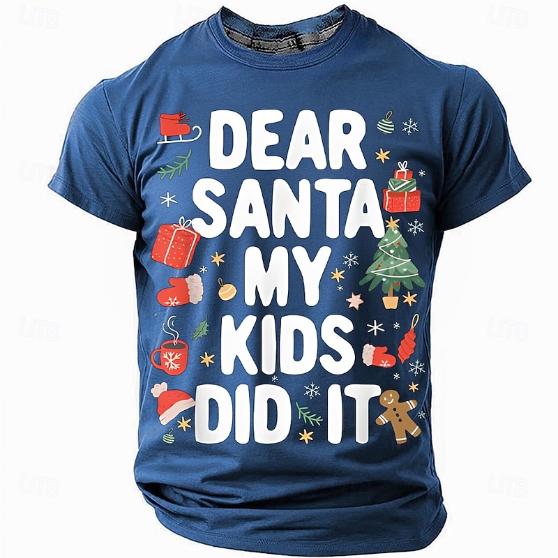 Christmas Funny 'Dear Santa My Kids Did It' Men's Short Sleeve Crewneck T-Shirt, Holiday Humor Tee, Gag Gift for Dad or Friend3