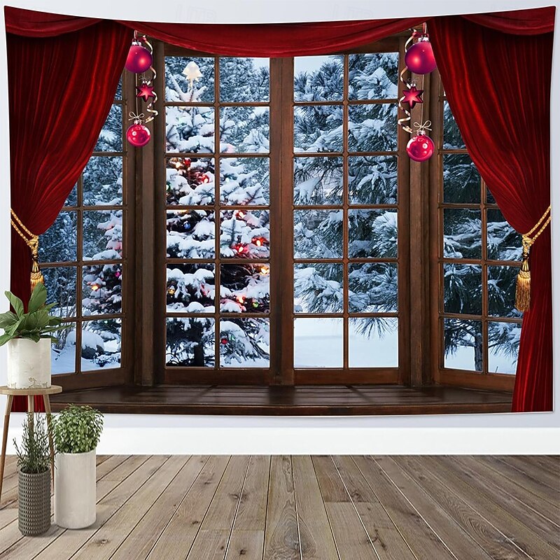Christmas Tapestry Banners Blanket Winter Wonderland 3D Cozy Party Living Room Dorm Shooting Backgrounds Yard Gift Home Decor4