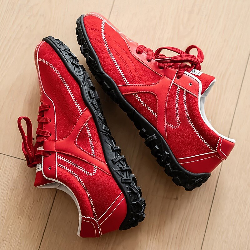 Men's Red Casual Sneakers with Stitch Detailing and Soft Sole, Breathable Sporty Shoes for Outdoor Activities, Walking and Daily Fashion4