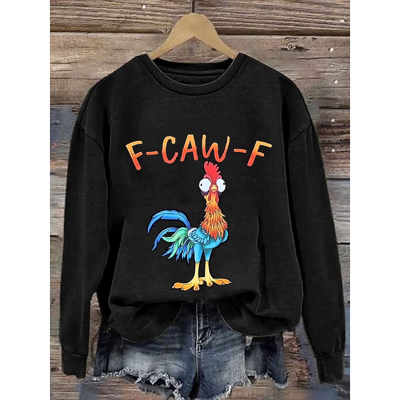 Women's Pullover Graphic Animal Warm Classic Casual Long Sleeve Crew Neck Regular Tops Home Street Dailywear Print White Yellow Red Blue Spring Fall Winter3