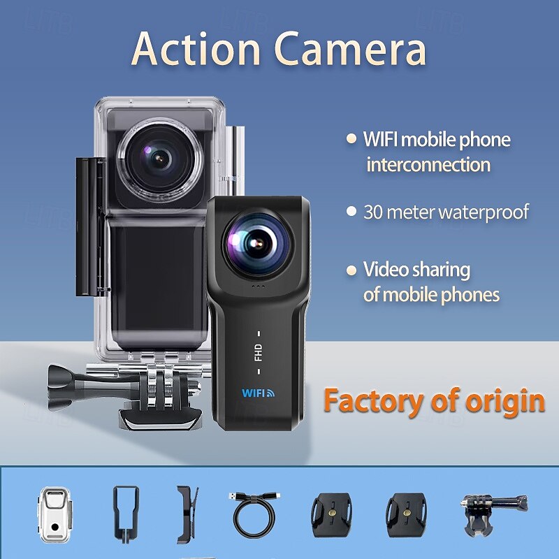 PD3 Action Camera Portable Rechargeable Recording Image and Video Function Waterproof Mini 1.18 inch 2.0MP CMOS 1080p 128 GB Gift