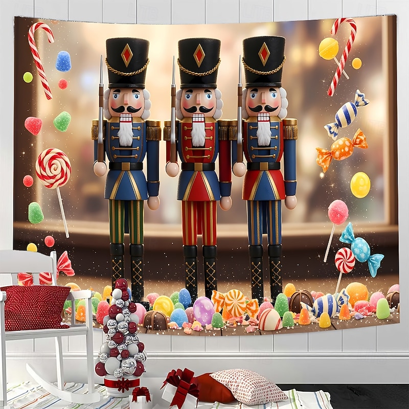 Christmas Tapestry Banners Blanket Walnut Soldiers Cozy Party Living Room Dorm Shooting Backgrounds Yard Gift Home Decor