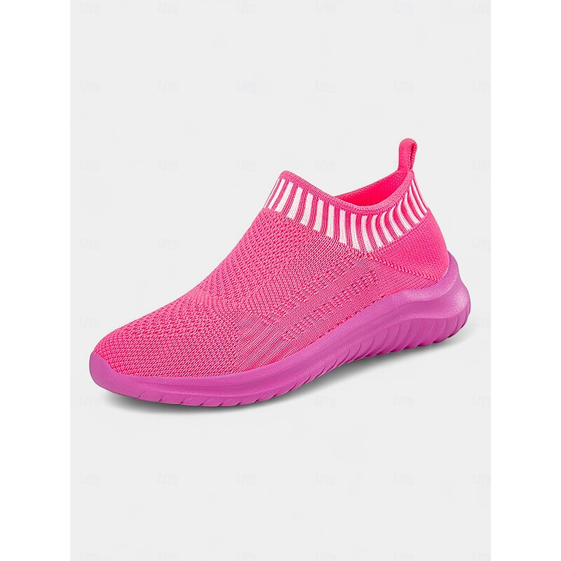 Women's Rose Pink Flyknit Slip-On Sneakers with Breathable Mesh Upper and Non-Slip Sole, Casual Lightweight Walking Shoes for Running, Travel & Everyday Wear4