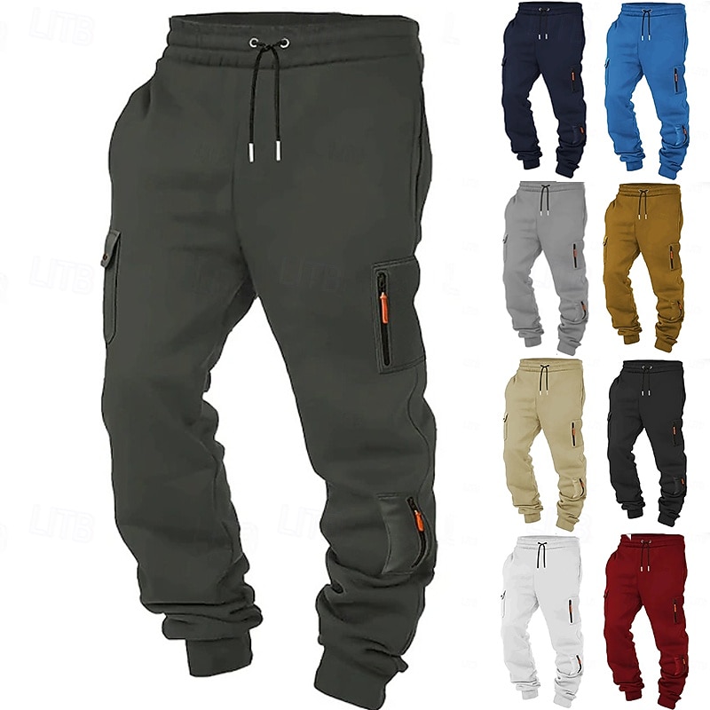 Men's Sweatpants Joggers Tactical Pants Trousers Cargo Sweatpants Drawstring Pocket Elastic Waist Plain Comfort Full Length Outdoor Casual Daily Fashion Classic Style Black White Stretchy