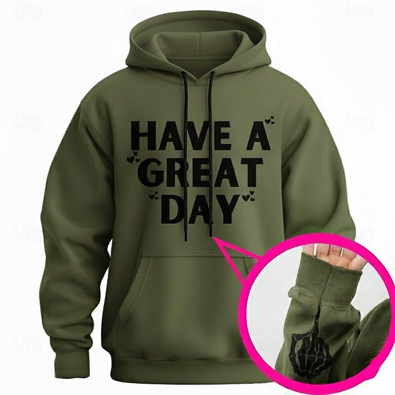 Men's Funny Hoodie Sweatshirt Fashion Cool Crew Neck Outdoor Party Streetwear Black Red Drawstring 3D Fall Winter Designer4