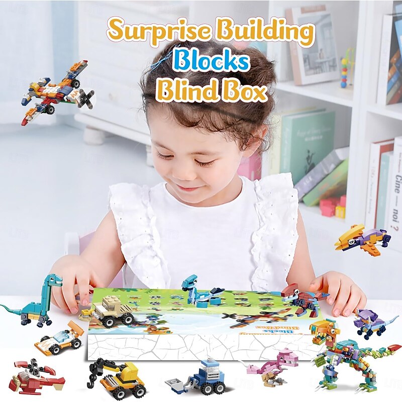 Advent Calendar Building Blocks for Kids, Christmas Countdown Gift Set with 24 Surprise Toys Inside, Dinosaur and Car Mini Bricks Set for Boys Girls Age 5+, Xmas Holiday Collectible Toy Set3