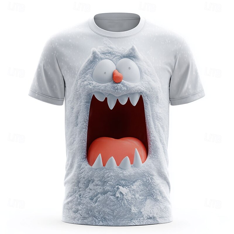 Men's Cat Optical Illusion 3D T Shirt Short Sleeve T shirt 3D Print Crew Neck Shirt Exaggerated Designer Party Daily Holiday White Summer Spring All Seasons Clothing Apparel S M L XL XXL XXXL