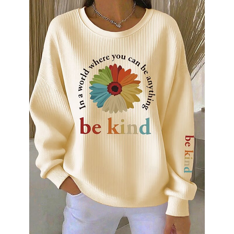 Women's Sweatshirts Graphic Letter Vintage Casual Long Sleeve Crew Neck Regular Tops Street Dailywear Casual Print White Yellow Pink Blue Spring Fall Winter4