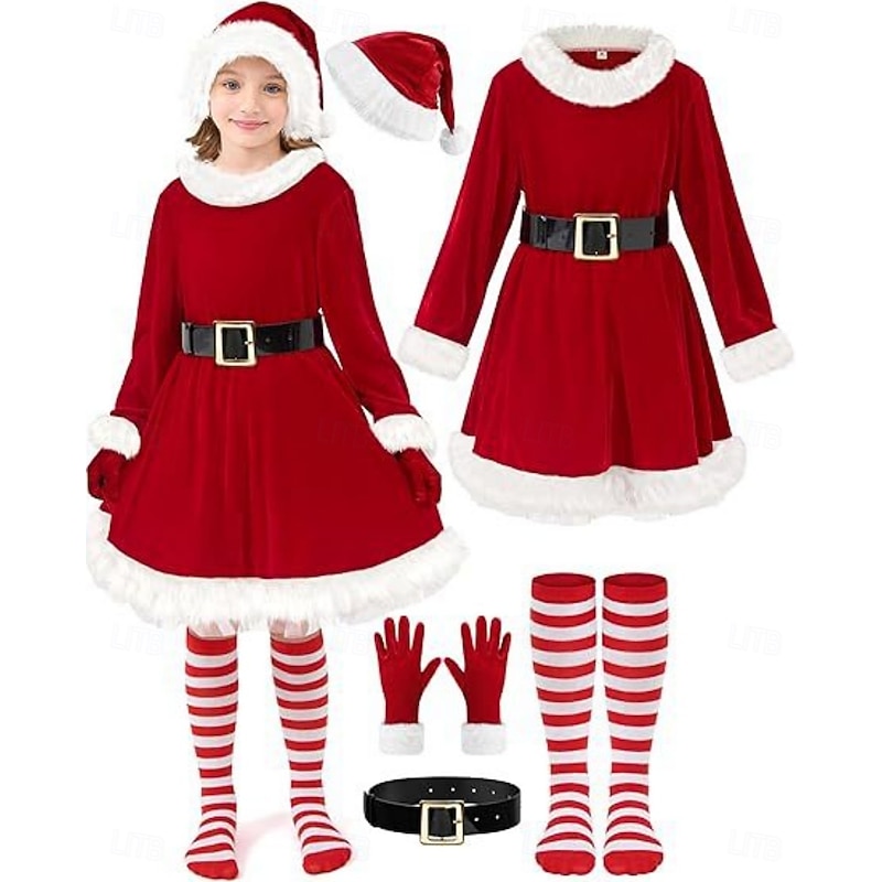 Santa Claus Mrs.Claus Dress Fancy Christmas Dress Women's Girls' Christmas Kid's Adults' Christmas New Year Christmas Eve Christmas Party New Year Eve Dress Hat