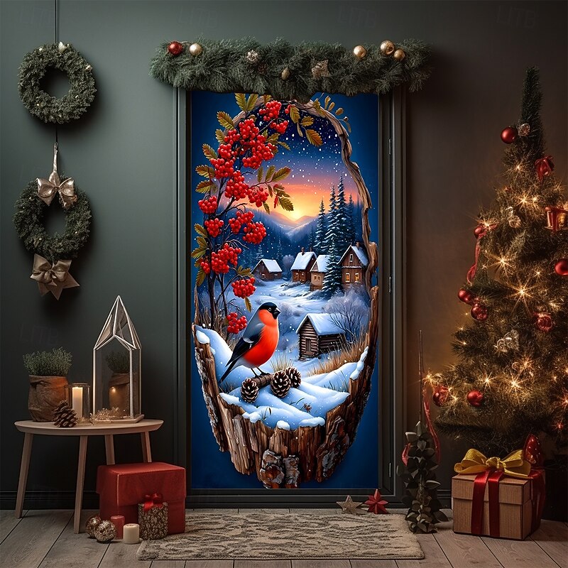 Christmas Posters Door Cover Outdoor Banners Winter Wonderland Cute 3D Party Dorm Teens Room College Dorm Guys Man Cave Frat Bedroom Shooting Backgrounds Home Decor2