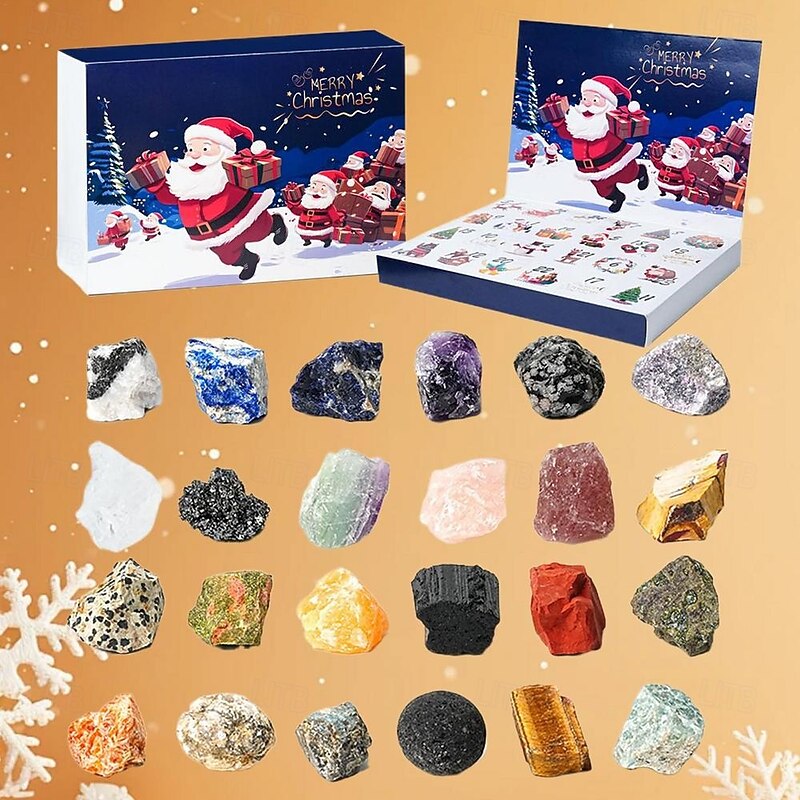Christmas Advent Calendar 24 Days Rock Collection Christmas Countdown Calendar Rock Minerals 24 Day Christmas Countdown Christmas Kids Gifts Gemstone Blind Box3