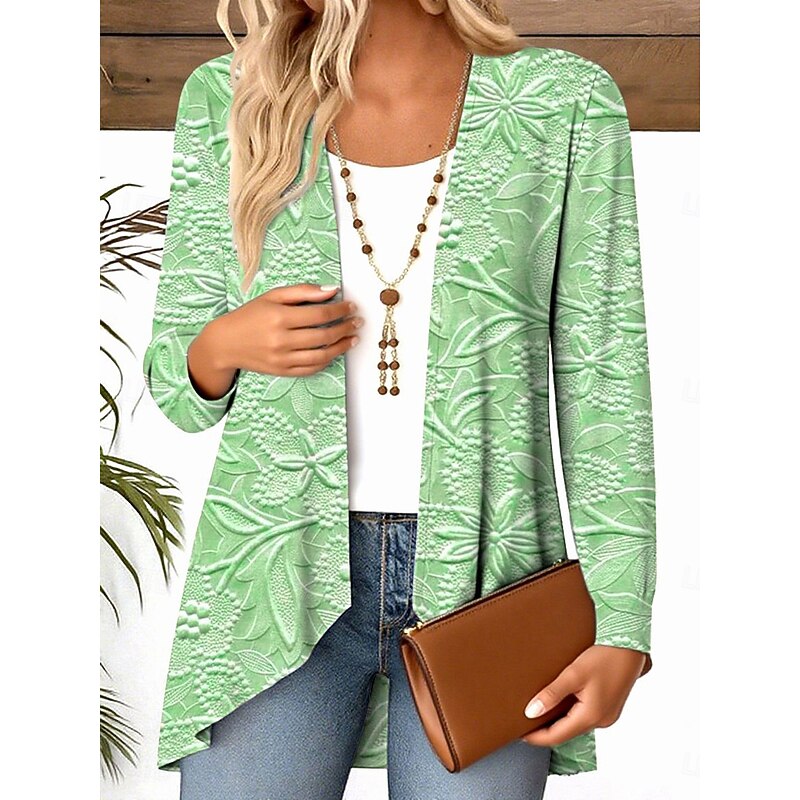 Women's Shirt Flowy Tops Floral Graphic Elegant Stylish Casual Long Sleeve Regular Tops Daily Holiday Asymmetric Hem Draped Pink Blue Green Khaki Spring Fall Winter4