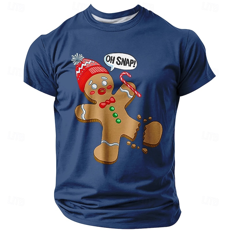 Christmas Men's Gingerbread Funny Slang T Shirt Short Sleeve T shirt 3D Print Crew Neck Shirt Daily Designer Artistic Vacation Party Street Black Red Blue All Seasons Clothing Apparel S M L XL XXL2