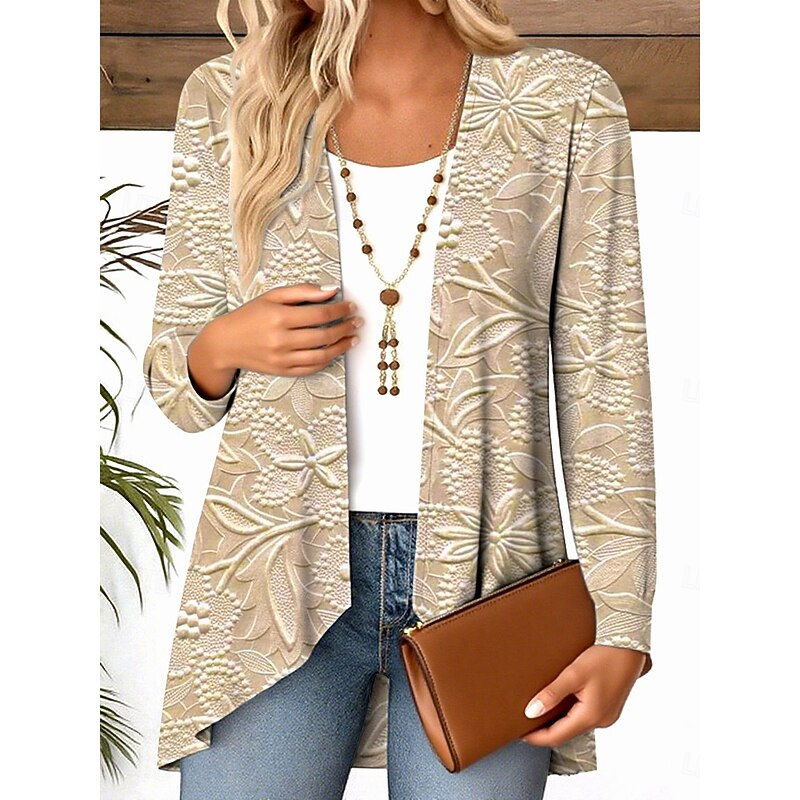 Women's Shirt Flowy Tops Floral Graphic Elegant Stylish Casual Long Sleeve Regular Tops Daily Holiday Asymmetric Hem Draped Pink Blue Green Khaki Spring Fall Winter