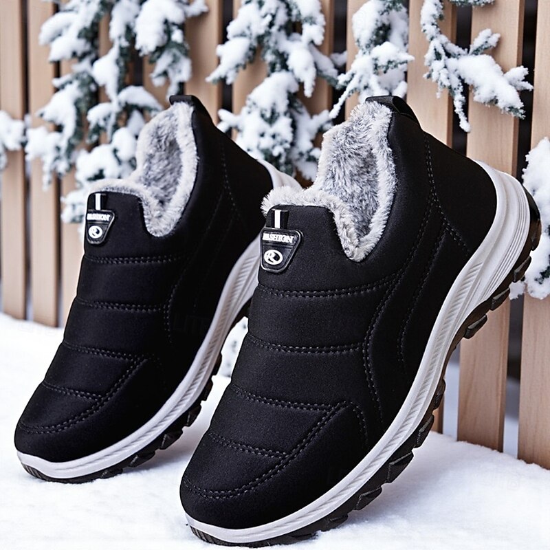 Men's Non-Slip Warm Winter Slip-On Sneakers with Faux Fur Lining, Casual Outdoor Walking Shoes for Cold Weather3