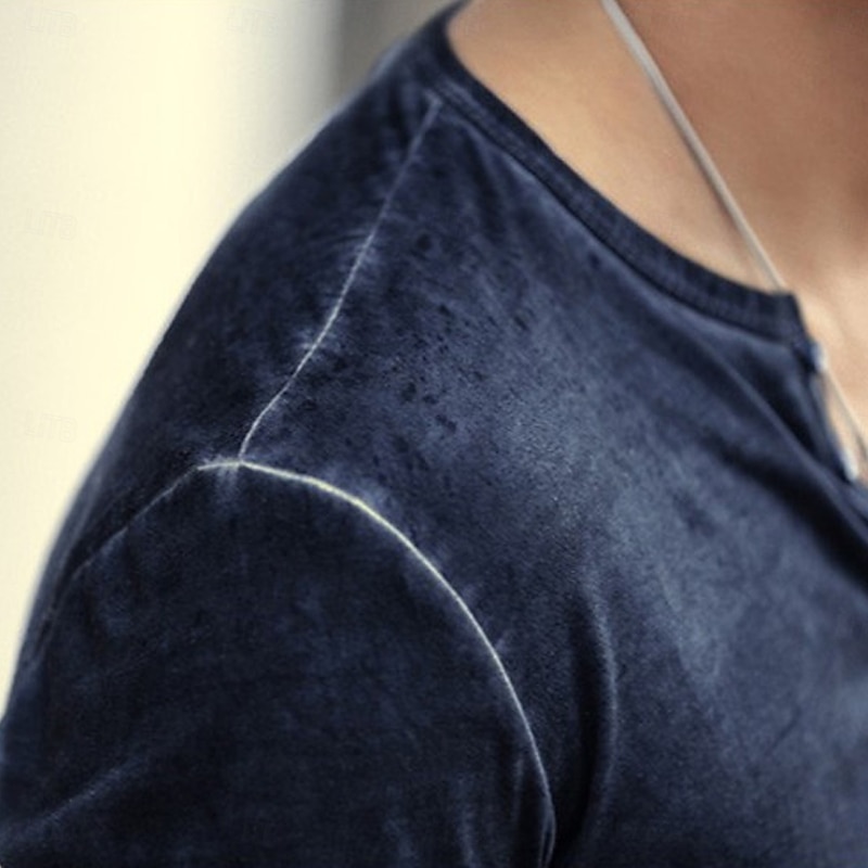 Men's T Shirt Henley Shirt Long Sleeve Shirt Long Sleeve Plain Classic Casual Muscle Button-Down Henley Street Casual Holiday Spring &  Fall All Seasons Pink Wine Navy Blue Henley T-Shirt3