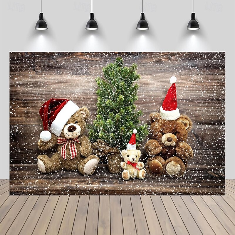 Christmas Tapestry Banners Blanket Winter Wonderland Little Bear Cozy Party Living Room Dorm Shooting Backgrounds Yard Gift Home Decor2