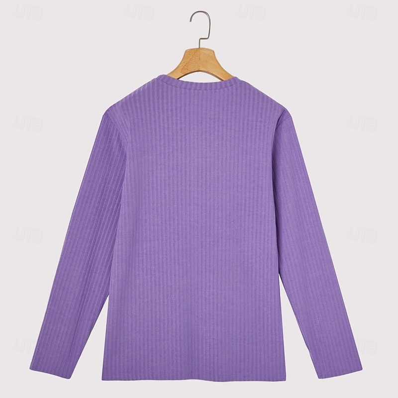 Men's Slim Fit Ribbed V-Neck Long Sleeve Shirt  Fitted Casual Knit Muscle Tee Top Spring Fall Winter Plain Pit Strip Fashion Designer Basic Knitting Vacation Street Casual Black White Purple T-Shirt4