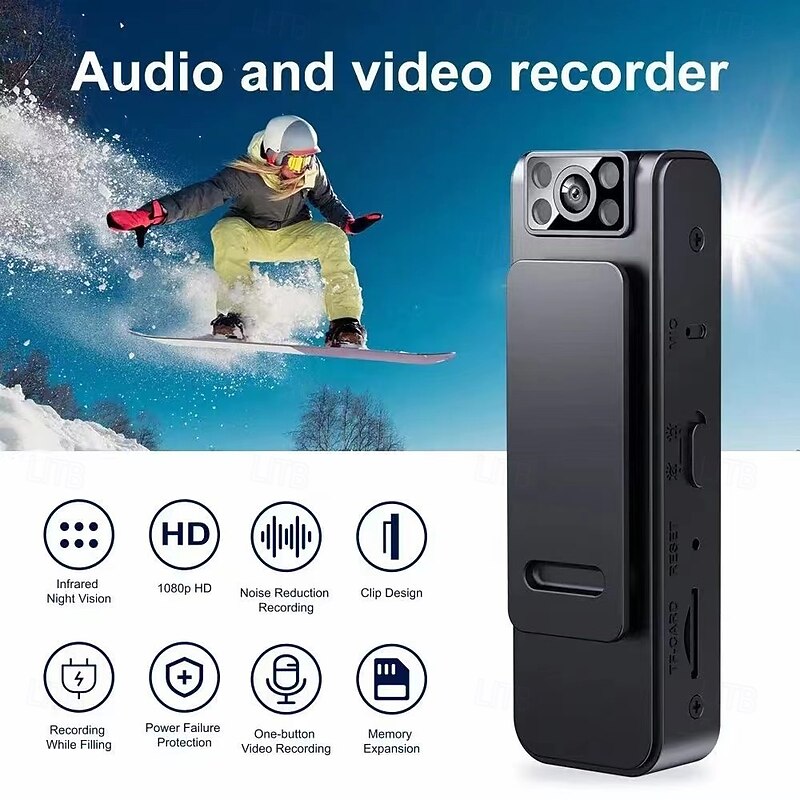 Action Camera Portable Rechargeable Recording Image and Video Function Mini 0 inch 2.0MP CMOS 1080p 32 GB Gift