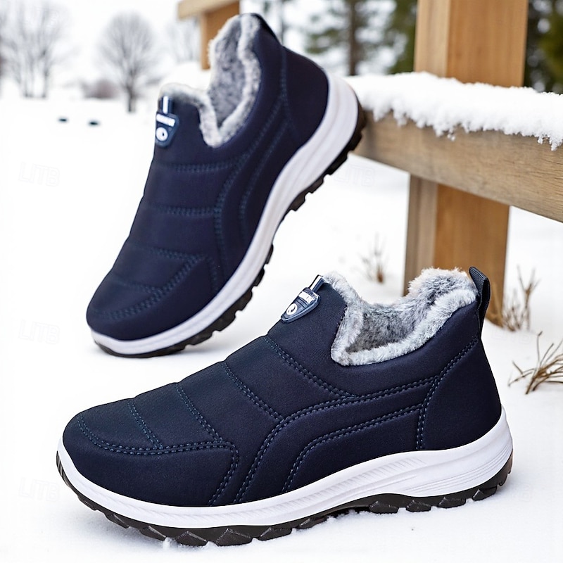 Men's Non-Slip Warm Winter Slip-On Sneakers with Faux Fur Lining, Casual Outdoor Walking Shoes for Cold Weather2