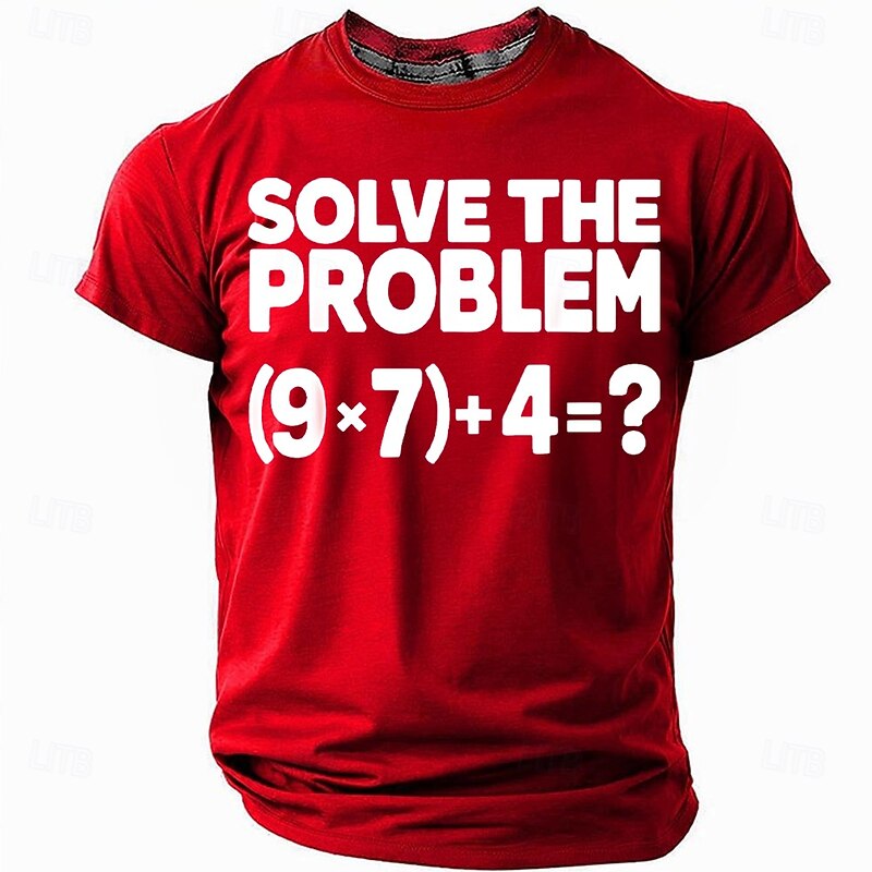 Funny 67 Meme 'Solve The Problem' Men's Short Sleeve Crewneck T-Shirt, Graphic Tee for Meme Fans4