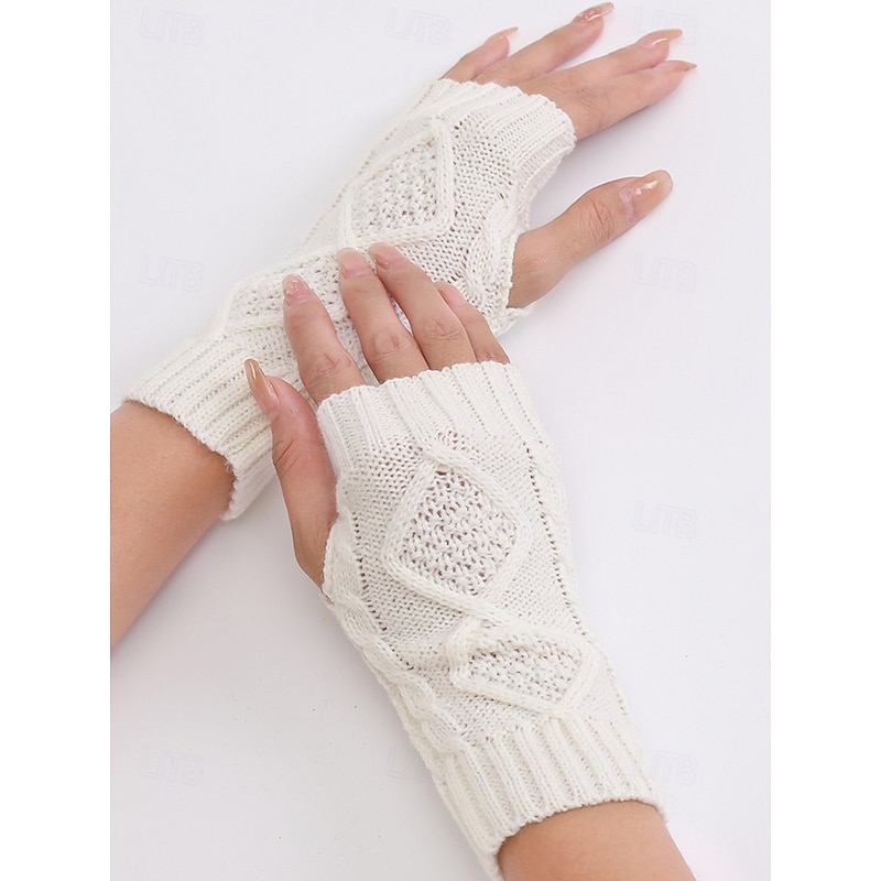 Women's Knitted Fingerless Gloves, Cozy Winter Cable Knit Hand Warmers, Stylish Christmas Gift Accessories for Ladies2