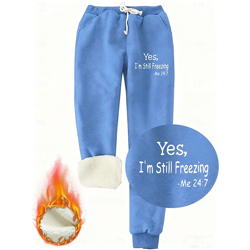 Women's Sweatpants Fleece Pants Vacation Vintage Fashion Full Length High Waist Letter Drawstring Pocket Print Thermal Warm Windproof Comfy Inelastic Micro-elastic Formal Vacation Street Black Pink