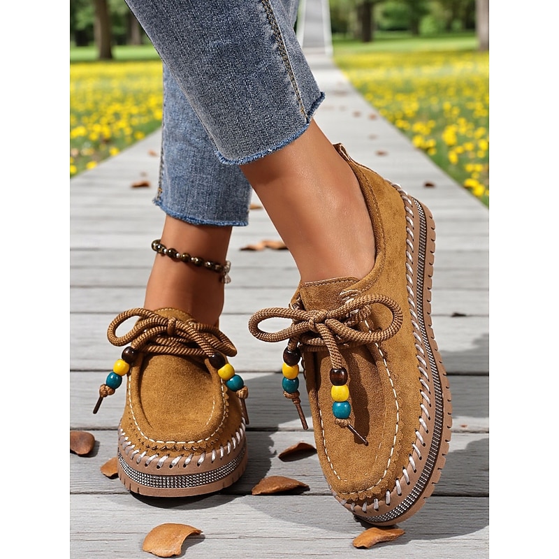 Women's Brown Moccasin Loafers with Rhinestone  Non-Slip Sole, Casual Comfort Driving Shoes for Everyday Wear & Travel3