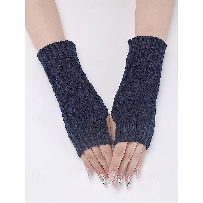 Women's Knitted Fingerless Gloves, Cozy Winter Cable Knit Hand Warmers, Stylish Christmas Gift Accessories for Ladies4