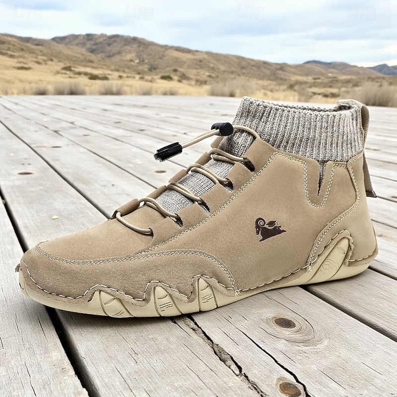 Men's Casual Ankle Sneakers with Knit Sock Collar and Non-Slip Sole, Comfortable Outdoor Walking Shoes for Daily Urban Wear