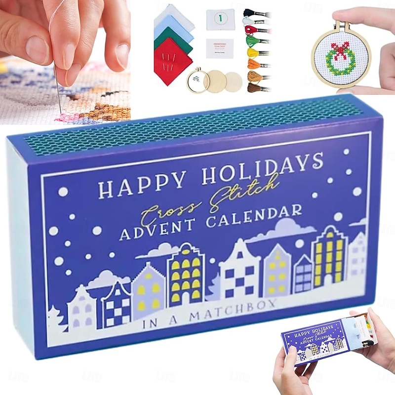 Christmas Cross Stitch Advent Calendar, Christmas Countdown Advent Calendar Embroidery Kit 2025, 24 Days Countdown Advent Calendar Gift for Beginners and Craft Lovers