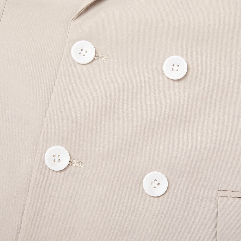 Men's Wedding Party Suits Notch Lapel Beige Party Formal Solid Colored Slim Fit 2 Piece Double Breasted Six-buttons4