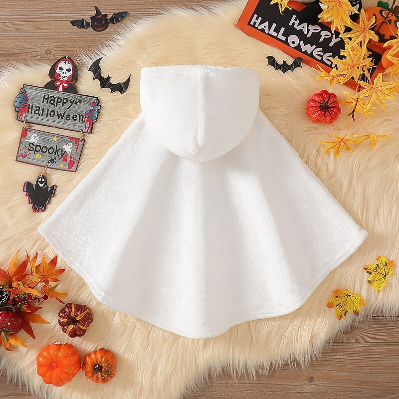 Kids Girls' Halloween Cape Cartoon Fashion Performance Coat Outerwear 4 Years+ Fall White2